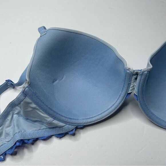Aerie Soft Blue Molded Cup Bra 34C Lace Detail - Picture 5 of 6
